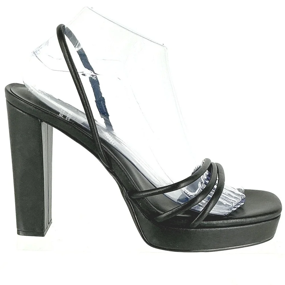 Jeffrey Campbell Size 10 Black Strappy Platform Slingback Heel Sandals NEW $130